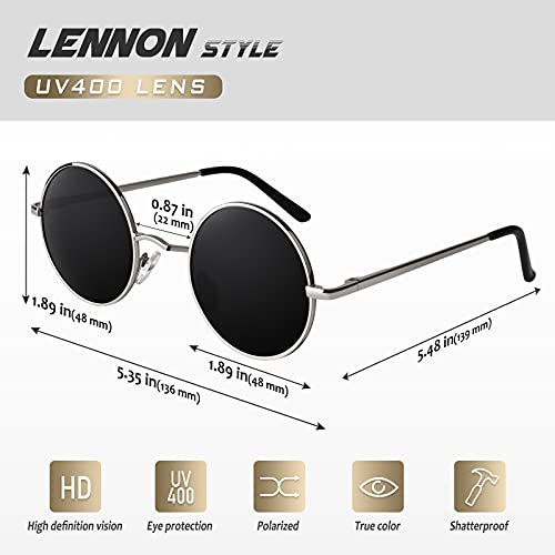 CGID E01 Estilo Vintage Retro Lennon inspirado círculo metálico redondo gafas de sol polarizadas para hombres y mujeres