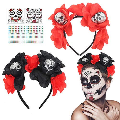 CHALA 2PCS Queen Horns Costume Set Tocado de cuerno con collar de encaje gótico Disfraz de bruja Sombrero negro Diablo Accesorios para el cabello Disfraz de Halloween para Cosplay Masquerade Carnaval