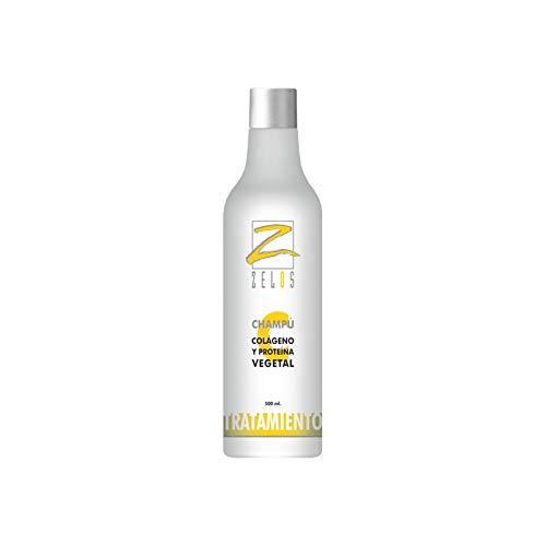 Champú Volumen Cabello Fino y Débil con Colágeno y Proteína Vegetal - 500 ml - Anti Encrespamiento - Uso Profesional - Fortalece el Cabello - Pelo más Resistente - Zelos