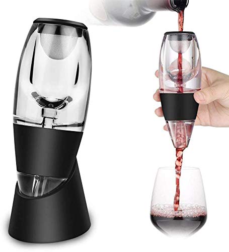 Chang Aireador de vino, decantador de vino con soporte, decantador de vino prémium con efecto venturi, decantador de vino tinto set de aireador rápido