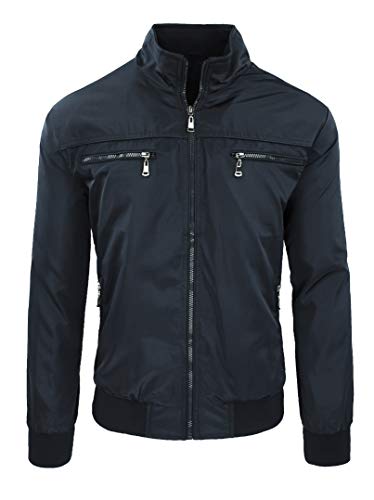 Chaqueta para hombre informal primavera verano chaqueta sudadera moto, #A2 Negro Bolsillos Frontales, XXXL