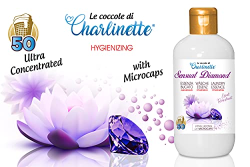 Charlinette Perfume higienizante para el Lavado in lavadora ultra Concentrado Aceite Esencial de Flor de Loto con Microcápsulas de larga duración Perfumador para la Ropa Professional 50 lavados