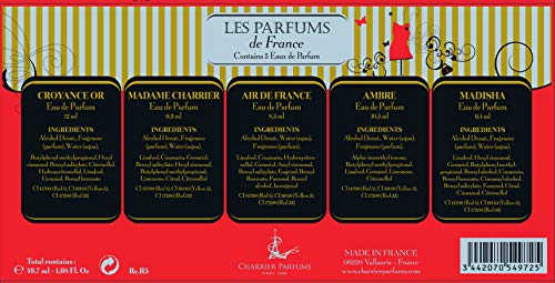 Charrier Parfums"Colección Luxe" – Estuche De 5 Eau De Parfum En Miniaturas Color Rojo 49.7 Ml