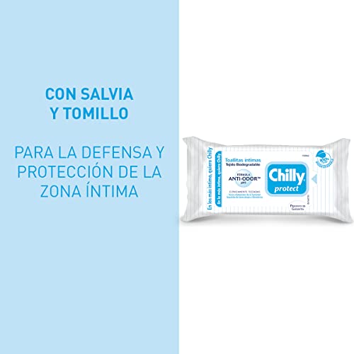 Chilly Pocket - Toallitas Chilly Protect, Toallitas Íntimas Aptas para Uso Diario, Fórmula Activa, 12 Unidades