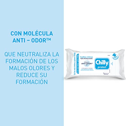 Chilly Pocket - Toallitas Chilly Protect, Toallitas Íntimas Aptas para Uso Diario, Fórmula Activa, 12 Unidades