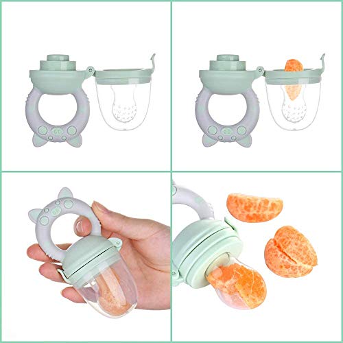 Chupete Fruta Bebe - RIGHTWELL 2 Pcs Chupetes Frutas para Bebés y Niños Pequeños con 6 Tetinas de Silicona sin BPA para Mordedor Verdura Papilla Alimentación Suplementaria