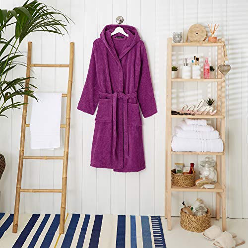 CityComfort Albornoz Mujer Baño, Ropa Mujer 100% Algodon, Bata de Casa Mujer con Capucha Suave y Absorbente, Regalos para Mujer y Chica Adolescente Talla S - XL (Orquidea Salvaje, M)