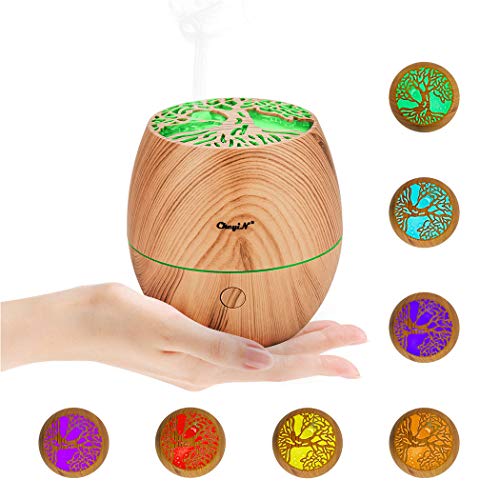 CkeyiN Humidificador Aceites Esenciales，Mini 120ml Difusor，Silencio, Lámpara de Siete Colores, Apagado Automático, Hogar, Apto para Personas de Todas Las Edades