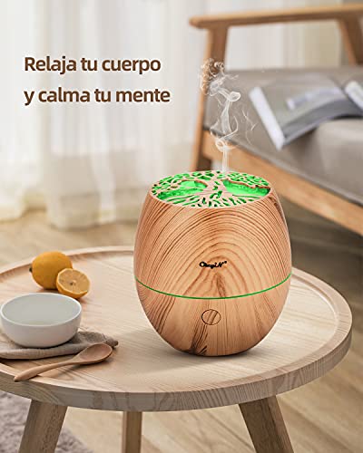 CkeyiN Humidificador Aceites Esenciales，Mini 120ml Difusor，Silencio, Lámpara de Siete Colores, Apagado Automático, Hogar, Apto para Personas de Todas Las Edades