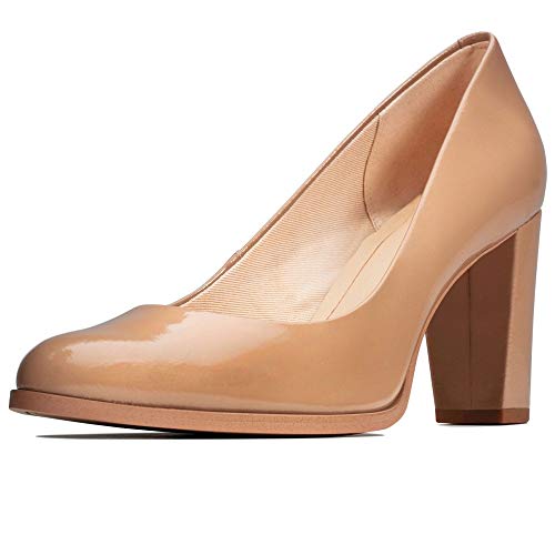 Clarks Kaylin Cara, Zapatos de Tacón Mujer, Beige (Praline Patent Praline Patent), 39 EU