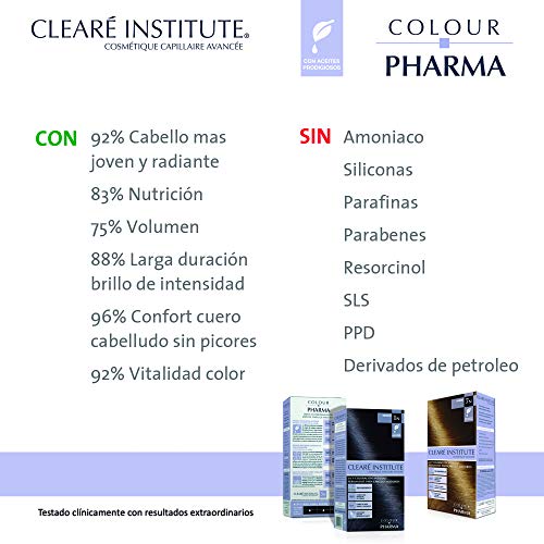 CLEARÉ INSTITUTE Colour Pharma, Tinte Sin Ppd Ni Amonicaco, Coloración Antiedad, 100% Cobertura de Canas Rebeldes, con Serum Redensificante, 6D Rubio Oscuro Dorado, 80ml