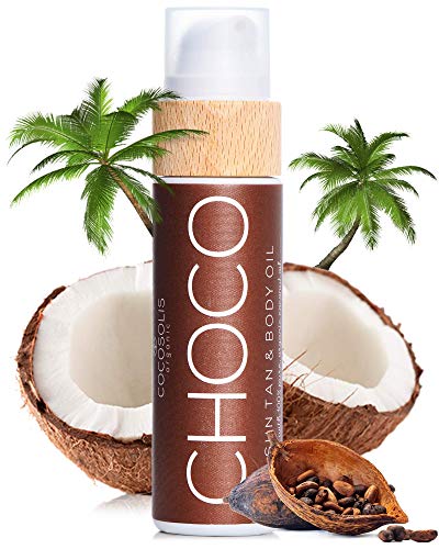COCOSOLIS Choco - Acelerador de Bronceado con Vitamina E, Loción Bio Oil para un bronceado natural – Bronceadores Solares choco - Seis aceites naturales para una piel radiante - 110 ml