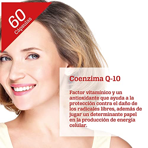 Coenzima Q10 200 mg - Colágeno Q10 - Reafirma y Cuida tu Piel - Antiedad - Calcio + Magnesio + Fósforo - Articulaciones Sanas -Suplemento Para Una Piel Radiante - 60 Cápsulas