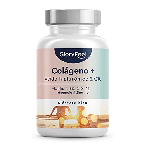 Colágeno Marino Hidrolizado + Ácido hialurónico + Coenzima Q10 + Magnesio + Zinc + Vitaminas A, C, D y B12 - Articulaciones Fuertes, Piel Tersa y Energía - 60 cápsulas (Suministro para 2 meses)