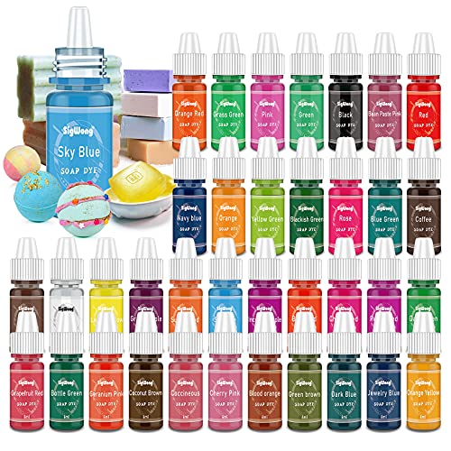 Colorante Jabón - 36 Colores Colorante de Bomba de Baño Líquido para Fabricación de Jabón, Tinte de Jabón para Kit de Suministros de limo, bombas de baño hechas a mano - 6ml Cada Uno