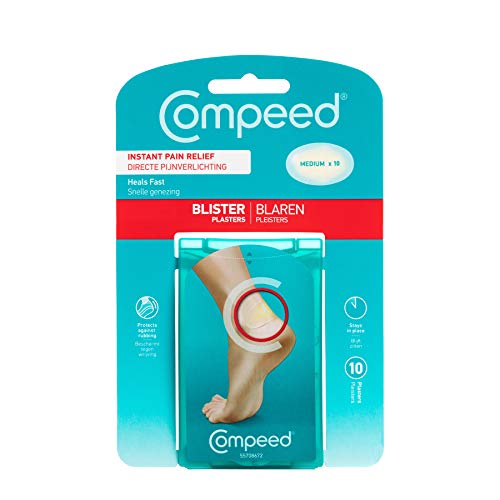 Compeed Yeso de ampollas de tamaño mediano, 10 yesos hidrocoloides, tratamiento de pies, cura rápido, dimensiones: 4,2 x 6,8 cm