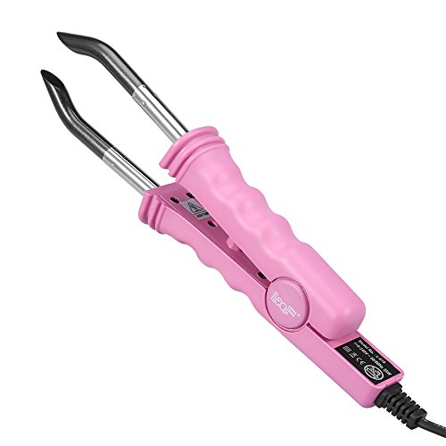 Conector de extensiones de cabello profesional, herramienta de fusión de varita de conector de hierro de calor de fusión, herramientas de conector de peluca de máquina de peluquería de salón(Pink)