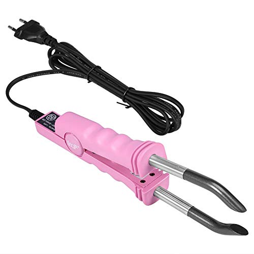 Conector de extensiones de cabello profesional, herramienta de fusión de varita de conector de hierro de calor de fusión, herramientas de conector de peluca de máquina de peluquería de salón(Pink)