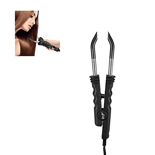 Conector de extensiones de cabello profesional, herramienta de fusión de varita de conector de hierro de calor de fusión, herramientas de conector de peluca de máquina de peluquería de salón(Black)