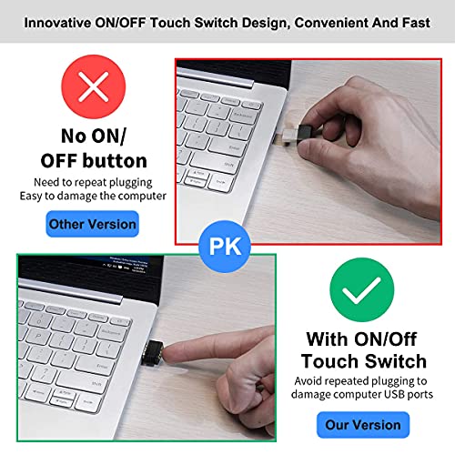 Cooidea USB Mouse Jiggler & Mouse Mover with ON/Off Touch Switch, 2 Working Modes, Simulate Mouse Movement to Prevent Computer Entering Sleep. 100% Undetectable, Plug-and-Play, with Type-C Adapter