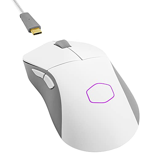 Cooler Master MM731 RGB-LED Ratón para Juegos Ligero híbrido con Cable e inalámbrico de 59 g - Sensor óptico de 16000 dpi, Microinterruptores ópticos de 70 Millones de clics - Blanco Mate