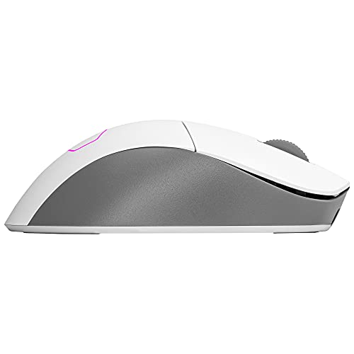 Cooler Master MM731 RGB-LED Ratón para Juegos Ligero híbrido con Cable e inalámbrico de 59 g - Sensor óptico de 16000 dpi, Microinterruptores ópticos de 70 Millones de clics - Blanco Mate