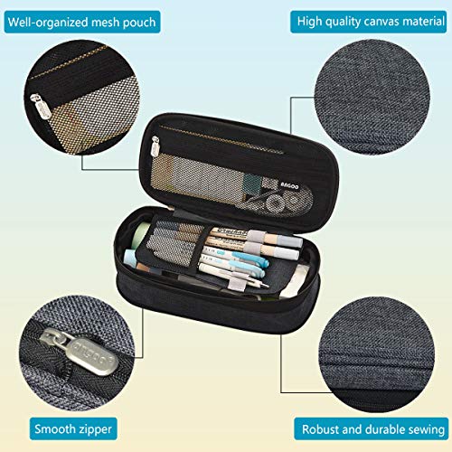 Coolzon Estuche Escolar Expandible, Estuches de Lápices de Gran Capacidad Estuche Organizador Portalapices Neceser Maquillaje para Niñas Niños Estudiantes, Gris