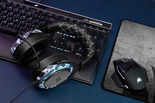 Corsair HS60 HAPTIC Auriculares Estéreo para Juegos con Efectos Hápticos en Los Bajos (Efectos Hápticos Taction Technology, Almohadillas de Lujosa Espuma Viscoelástica, Micrófono Extraíble) Camo