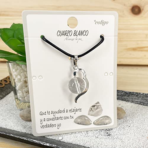 cotigo-Colgante de Piedra Natural Forma bola 12mm - Colgante de Cuenta Redonda Collar mineral Cuarzo Blanco natural para Mujer-Regalo para san valentín, Día Madre, Cumpleaños (Cuarzo Blanco)