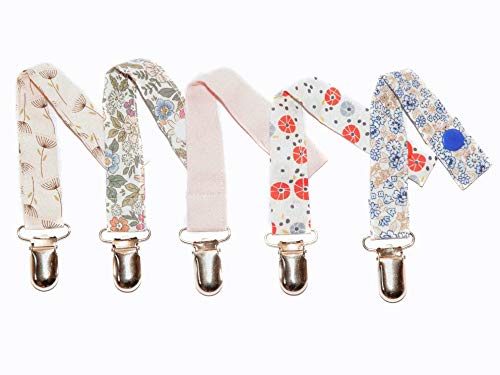 Cotone Chupeteros de Tela Clips Metalicos Para Bebe Pack de 5 100% Algodon