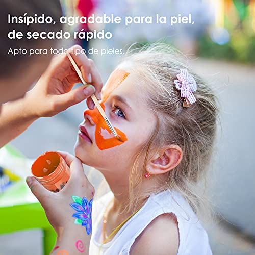 Creamify Pintura Corporal-Pinturas Cara y Corporales,Pintura Fluorescente de neón,con 8*Pintura Corporal UV de, 8*Pintura Facial de,3*Tiza para el Cabello,3* Pinceles de Pintura para Fiestas