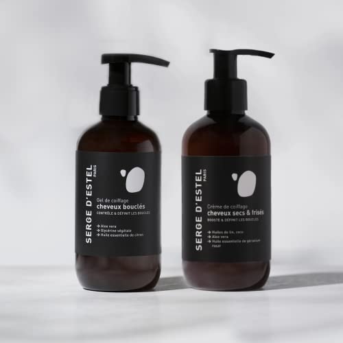 Crema 200ml y Gel de Peinado 200ml para Cabello Rizado y Seco Rizado Cuidado de Peinado Natural Hidratante Reestructurante y Disciplinante Rizos 100% Vegano