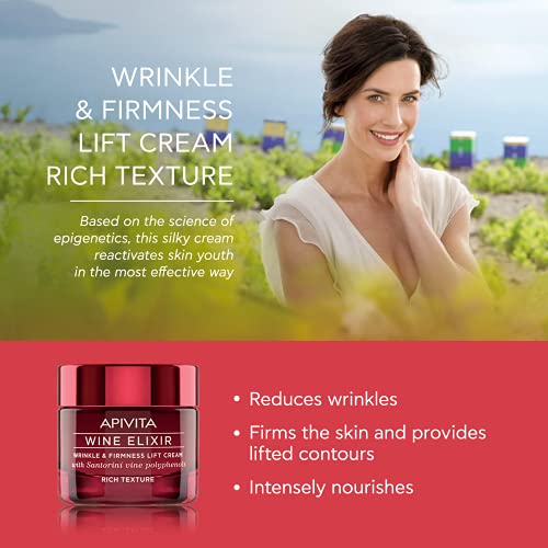 Crema antiarrugas y reafirmante con efecto lifting Wine elixir textura rica Apivita 50 ml