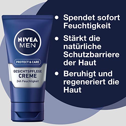 Crema de cuidado facial Nivea Men Protect &amp, crema facial calmante para hombres, crema de día hidratante, 75 ml