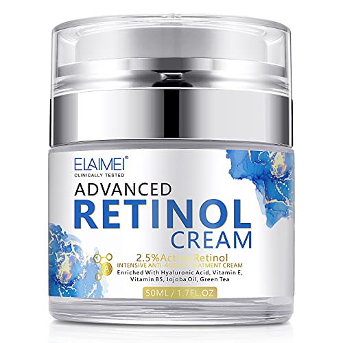 Crema de Retinol para Rostro, Hidratante Facial con Colágeno y Ácido Hialurónico, Crema Hidratante Antiarrugas para Mujer y Hombre, Crema Antiedad de Día y Noche, para Todo Tipo de Piel