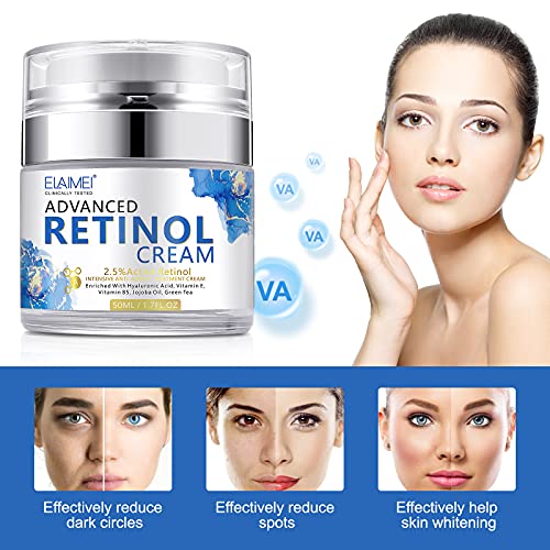 Crema Facial Avanzada con Retinol, IFUDOIT Hidratante Facial con Retinol al 2,5%, ácido Hialurónico, Crema Antienvejecimiento Día y Noche para Mujeres y Hombres, para Todo Tipo de Pieles