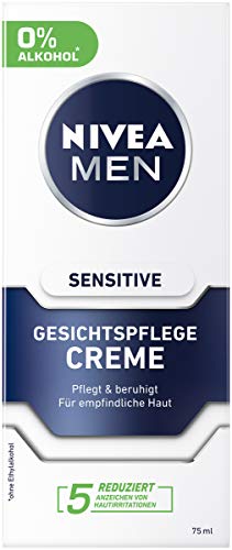 Crema facial Nivea Men Sensitive, crema hidratante para hombres con piel sensible, crema facial calmante, 75 ml