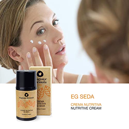 Crema Nutritiva Facial EG Seda 50 ml | Hidratante Natural con Extracto de Proteína de Seda + Ácido Hialurónico + Vitamina E | Piel Mixta y Seca | Día y Noche | Mujer y Hombre | Magister Fórmula