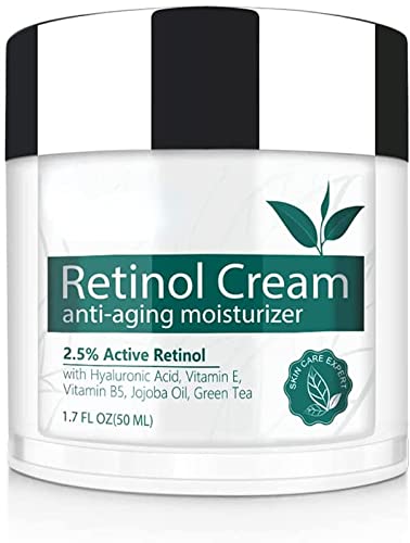 Crema Retinol para Cara, Antiarrugas y Antimanchas Crema de Día y Noche para Mujeres y Hombres,con Ácido Hialurónico, Vitamina E, Crema Hidratante para Pieles Mixtas, Sensibles, Grasas y Secas, 50mL