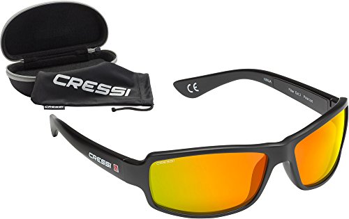 Cressi Ninja Gafas de Sol, Unisex Adulto, Negro/Lentes Reflejado Naranja, Talla Única