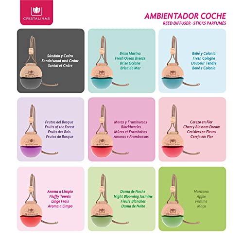 CRISTALINAS Pack de 2 Ambientadores de Coche – Absorbe los malos olores de tu vehículo con un agradable Aroma a Manzana