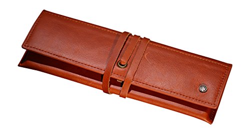 Cronus y Rhea® | Maletín de Cuero Exclusivo de Lujo (Talos) | Estuche para lápices - Estuche para bolígrafos | Cuero Real | con Elegante Caja de Regalo | Hombres - Mujeres (Coñac)