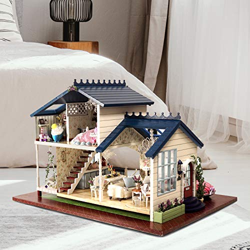 Cuteefun Casas de Munecas Madera en Miniaturas con Música y Muebles, Casas Miniaturas para Montar, Miniaturas para Manualidades, Regalo Original para Niñas Madres Esposas Novias, Provence