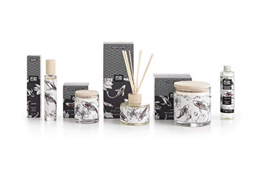 Decoragloba - Vela Aromática en Vaso de Cristal - Fragancia Zazen - Aroma Verde y Floral de Rosa, Jazmín, Pino y Eucalipto - 50 Horas de Quemado - Colección "Japón Experience" - 220gr