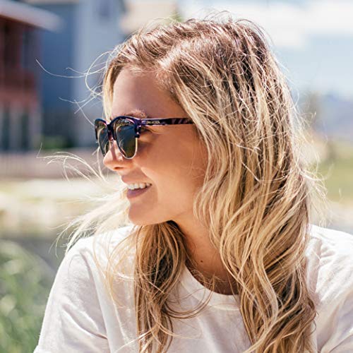 Del Sol Solize - Gafas de sol que cambian de color para mujer – onda de calor – cambia de color de tortuga a ébano en el sol – polarizado Pro, lente espejada, 100% protección UVA/UVB