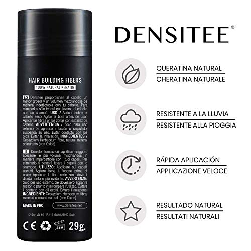 Densitee - Fibras Capilares de Queratina para la Caida de Cabello 29gr - Keratin Fibers para la Perdida de Cabello en Hombres y Mujeres - Disimula al Instante Calvicie - (Castaño)