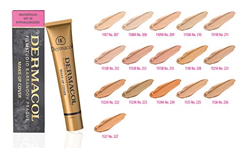 Dermacol Base Makeup Cover Total | Maquillaje Corrector Waterproof SPF 30 | Cubre Tatuajes, Cicatrices, Acné, Imperfecciones, Manchas en la Piel de la Cara y Cuerpo | Medium Olive Beige 226-30g