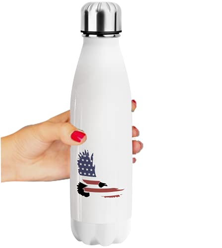 Desconocido Eagle Americn Flag Proud Country Symbol Water Bottle 500ml Botella de Agua, cantimplora, Termo Gift, Funny Gift for Men, Sports Gym, Gimnasio Regalo