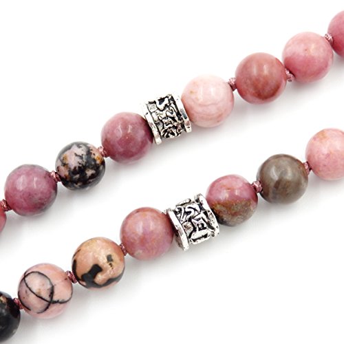 Desconocido Fukugems 108 Mala Budista Collar Mujer Hombres, Mala Brazalete, meditación Budista Collar, Rhodonite Yoga Mala