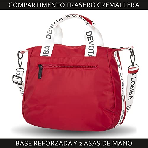 Devota y Lomba Bolso Bandolera Mujer. Bolsos de Mujer Bandolera. Bolso Calidad. Cremallera. Idea Regalo. Bolsos para Diario. 10.5 x 32 x 26 cm. Gum 227666-04. Color Rojo